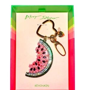 Betsey Johnson Crystal Watermelon Bag Charm Keychain